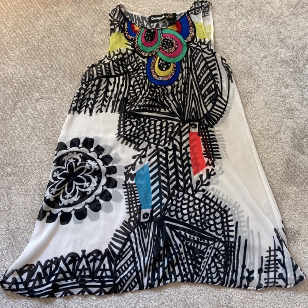 Desigual Dress with Beaded Neckline and Chest